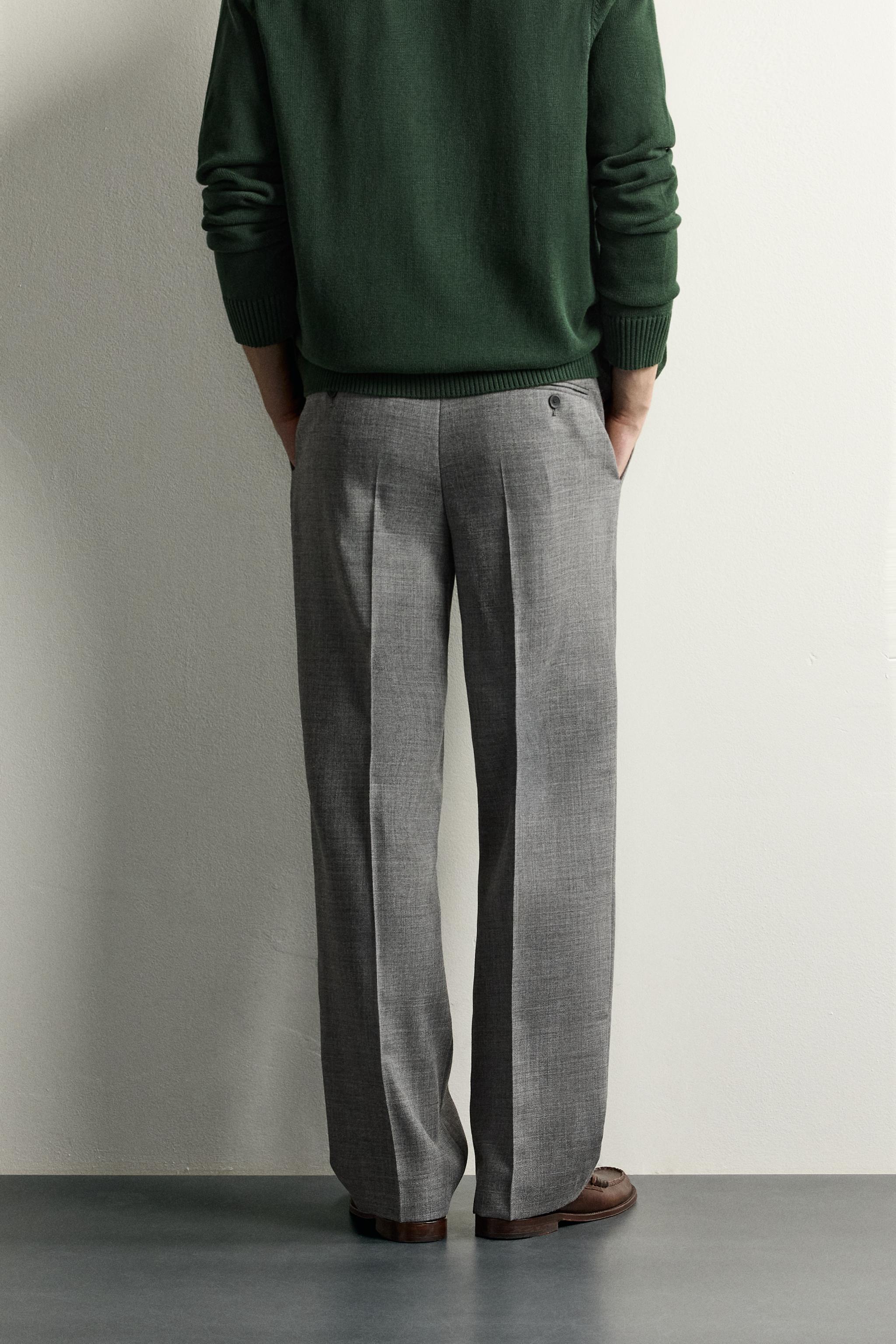 100% WOOL PLEATED PANTS